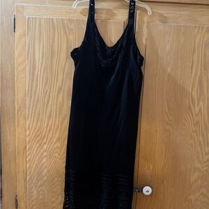 Black Crochet Trim Slip Dress
